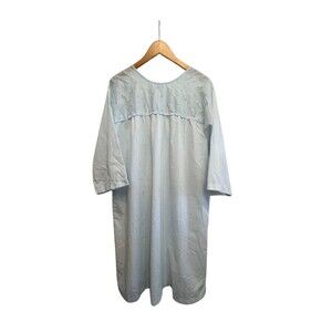 Vintage Carole Gown Robe Blue Embroidered Open Back‎ Labor Delivery Maternity XL